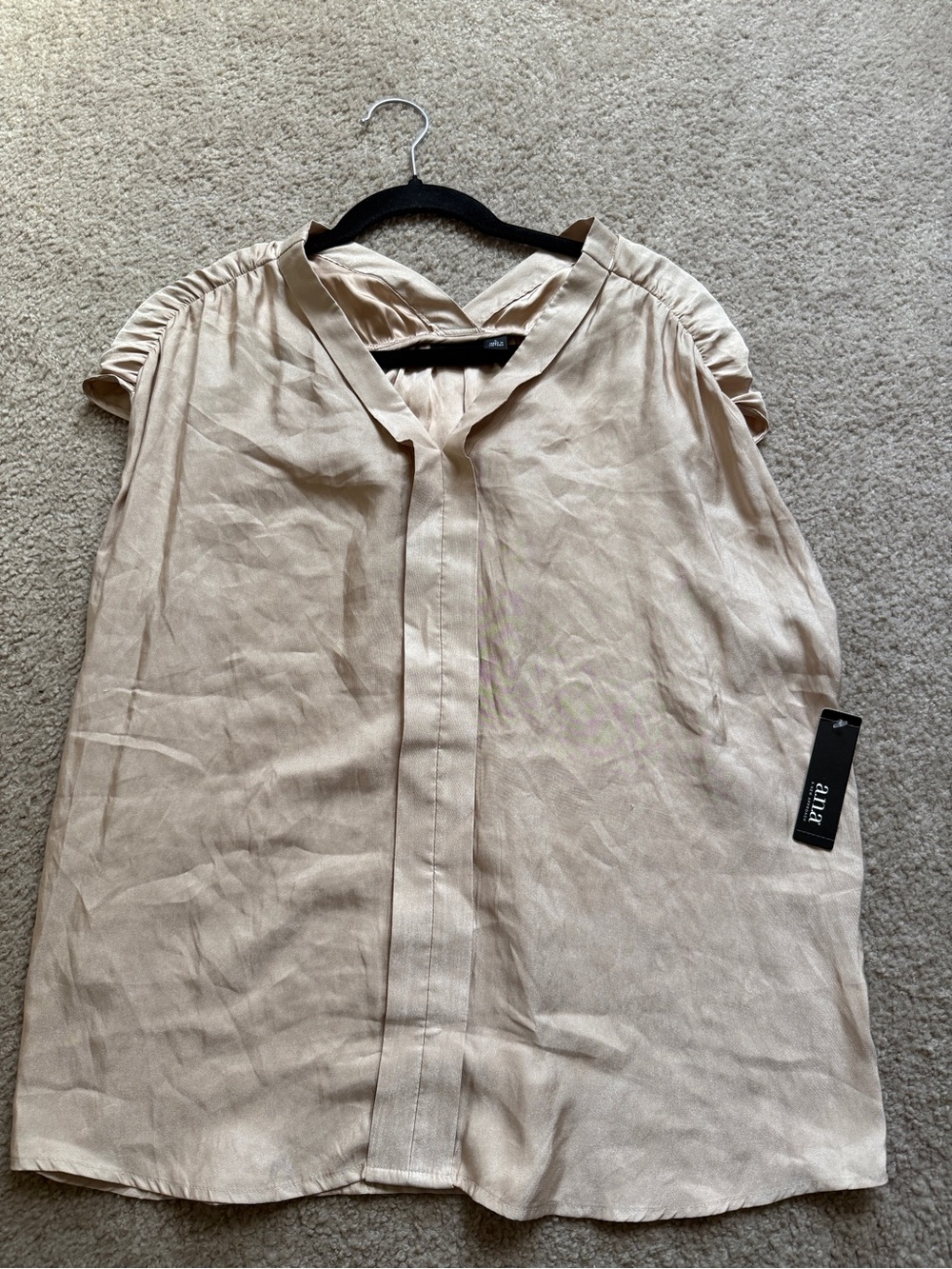 Anna Neutral Taupe V-Neck Sleeveless Blouse - Picture 4 of 4